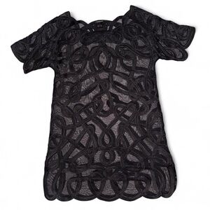 Black Maryan Mehlhorn Mesh Swirl Tunic or Dress